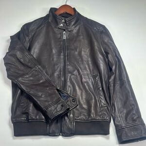 Massimo Dutti Men’s Leather Jacket | Premium Lambskin | Bomber Style | Size M